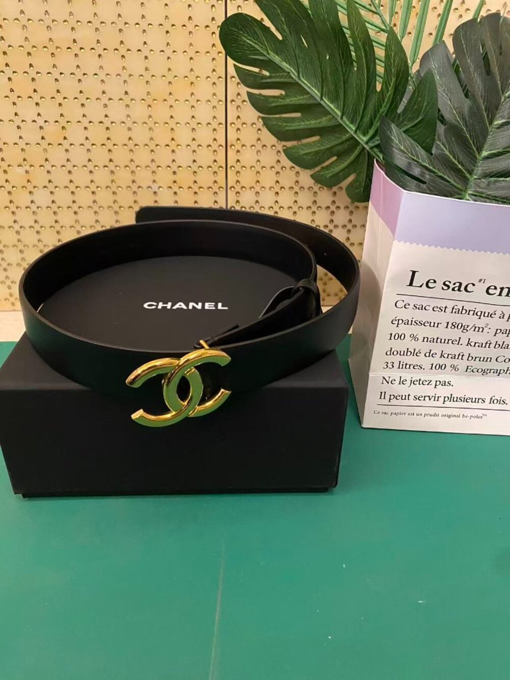 Chanel gold leather belt